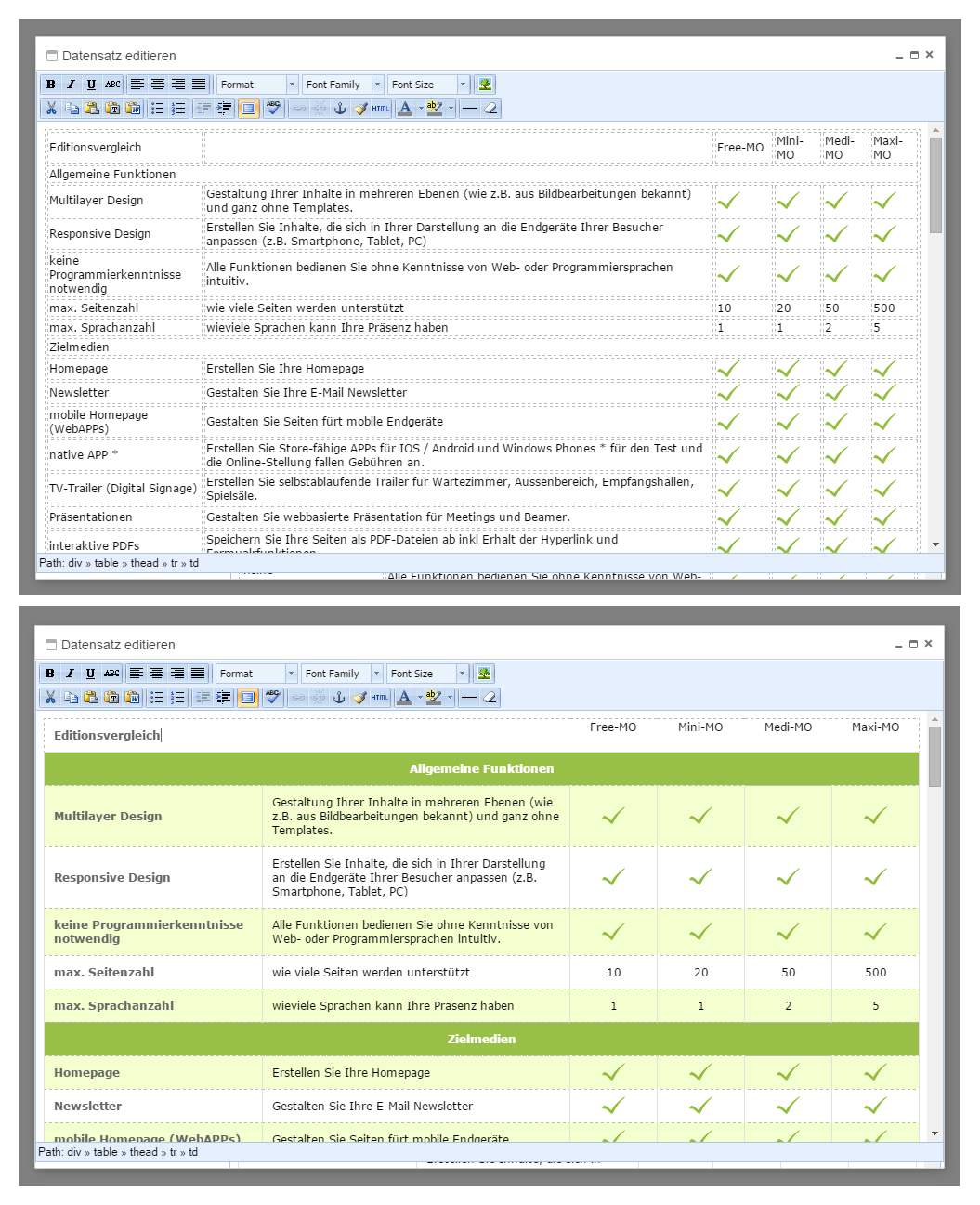 screenshot eigenschaften mit klassen