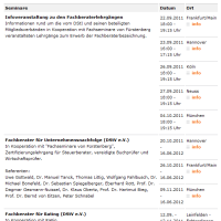 Bild zu Seminarverwaltung Terminliste